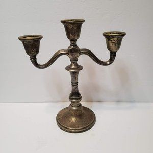 Vintage Silver Plate Candelabra, Academy Weighted Candle Holder Mid Century 1950
